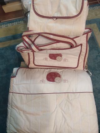 Para cuna edredón+protector+bolso+cambiador