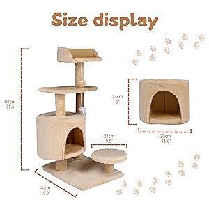 Arbol rascador para gatos, color marrón.