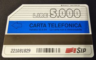 Carta Telefonica lire 5000 1994 Carta Infinita