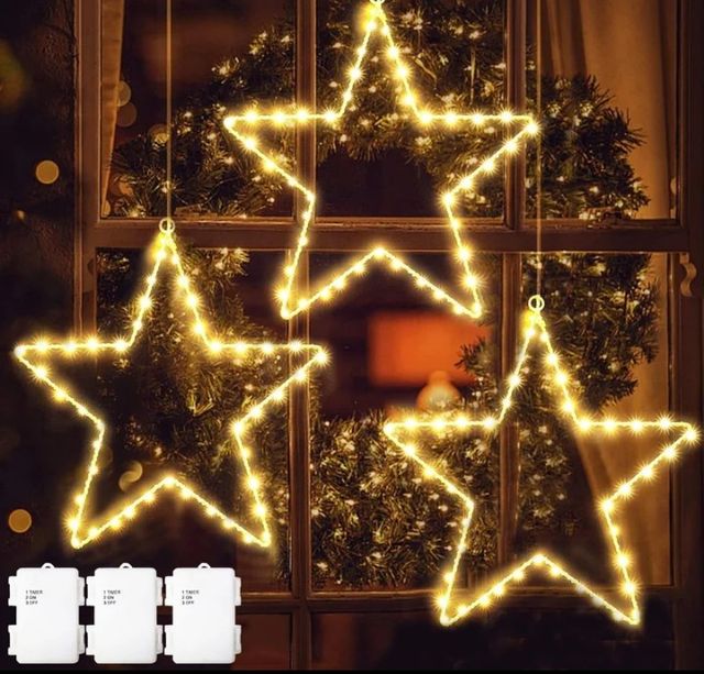 3 Pezzi Stella di Natale 45 LED Addobbi Natalizi
