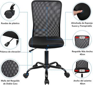 Silla de oficina ergonómica sin reposabrazos 360º