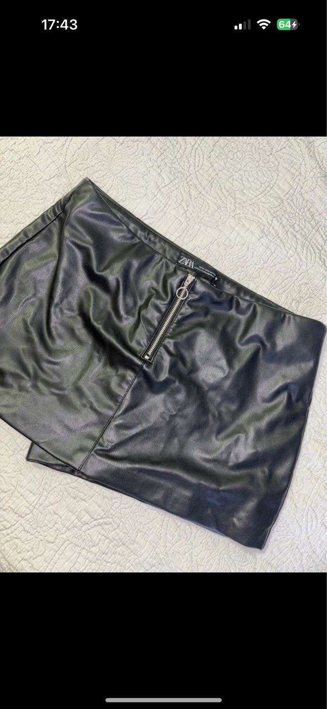 Mini falda pantalon efecto cuero piel