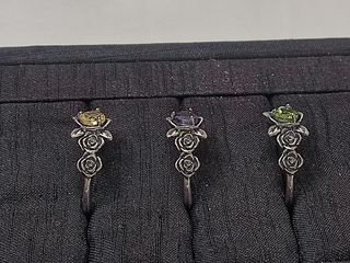 Anillo de amatista, citrino, peridoto