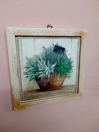 quadro su legno cestino centro tavola arredo cucin