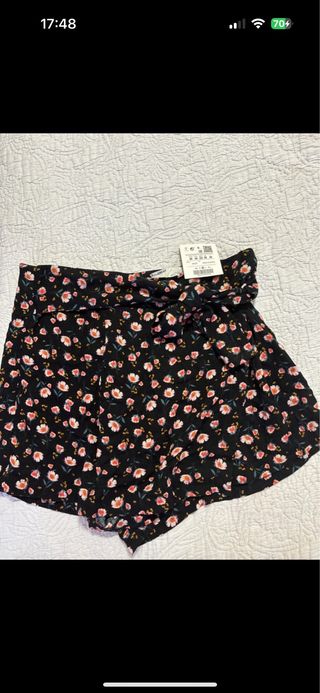 Falda pantalon flores lazo