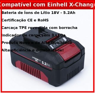 Kit com 1 Bateria de Íons de Lítio 18V 5.2Ah