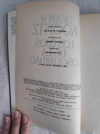 "Los ojos de la oscuridad "primera edic