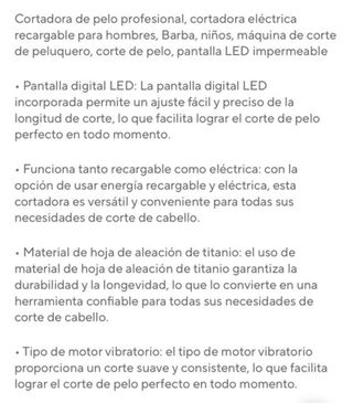 Maquina Cortadora de pelo recargable