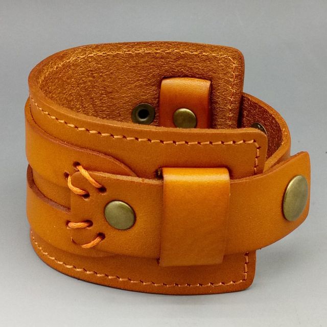 PULSERA DE CUERO BRAZALETE ANCHA PIEL ACERO UNISEX