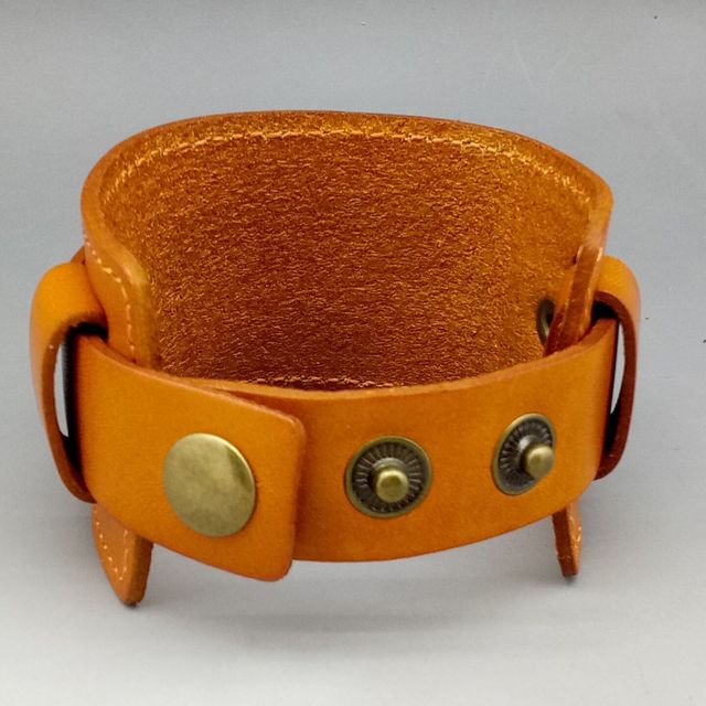PULSERA DE CUERO BRAZALETE ANCHA PIEL ACERO UNISEX