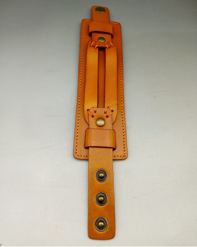 PULSERA DE CUERO BRAZALETE ANCHA PIEL ACERO UNISEX