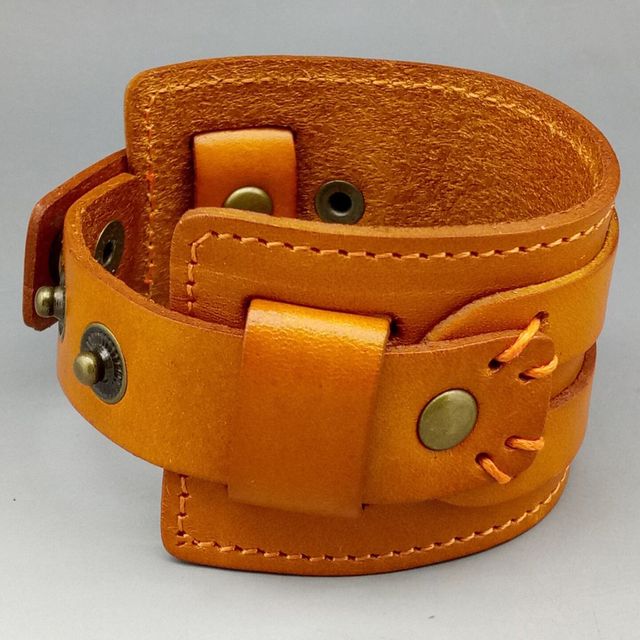 PULSERA DE CUERO BRAZALETE ANCHA PIEL ACERO UNISEX