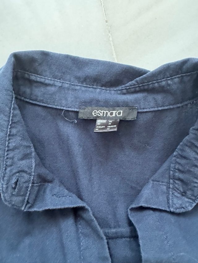 Vestido con lino azul marino