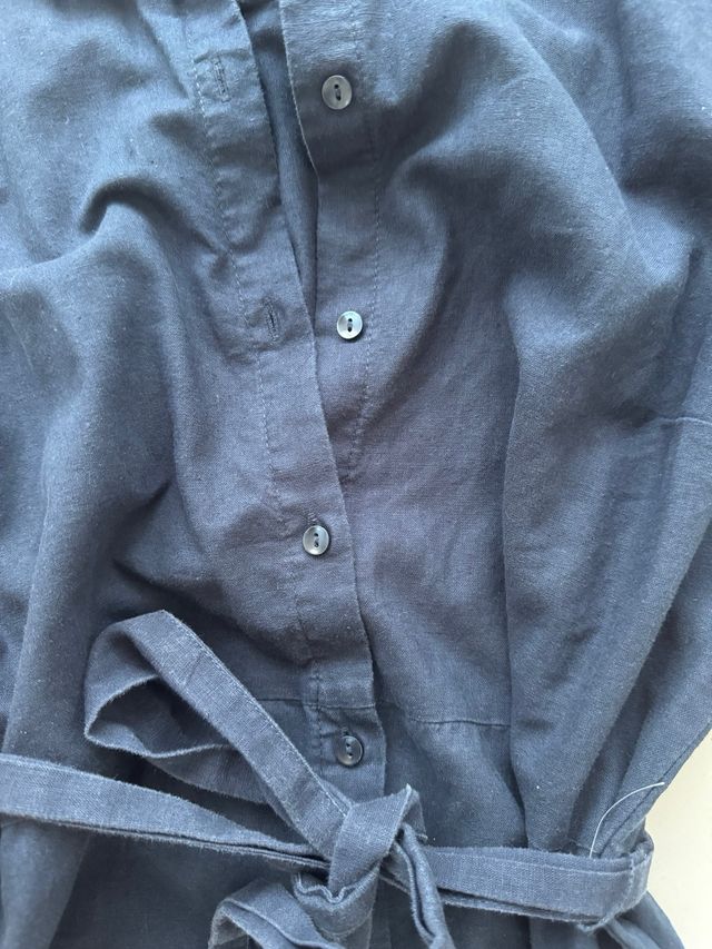 Vestido con lino azul marino