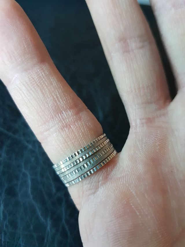 Anillo artesano apilado plata 925 (7 anillos)