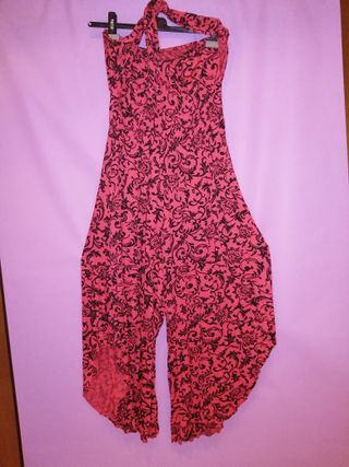 tuta stile partenopeo tg s/m rosato motivi neri