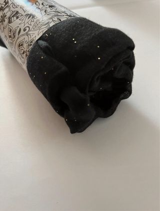 Sciarpa/stola nera coj glitter oro