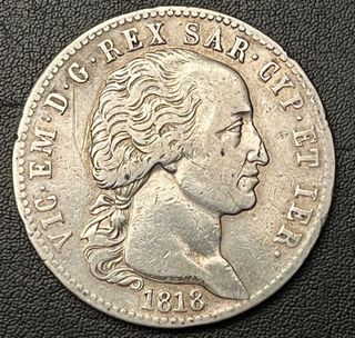 5 Liras Plata 1818 Victor Emanuel I