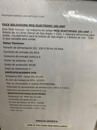 MAQUINA DE SOLDAR MIG/ELECTRODO