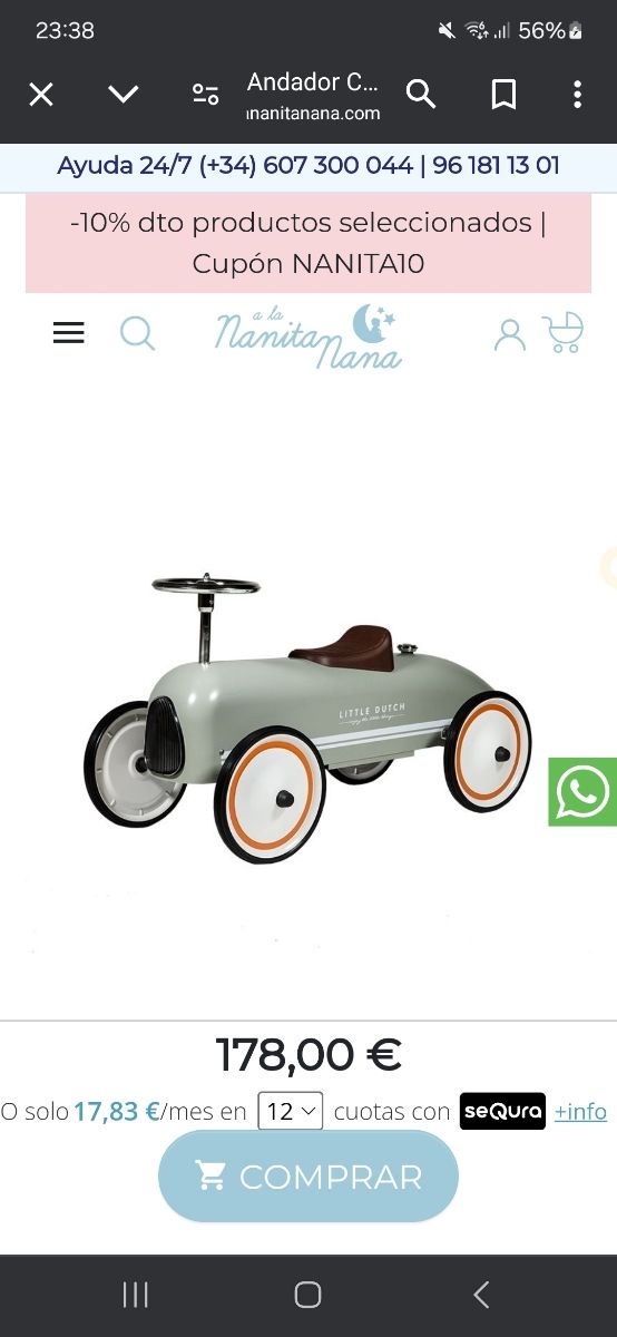 Andador coche retro little duch