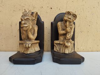 Coppia fermalibri terra di Signa demoni Gargoyles