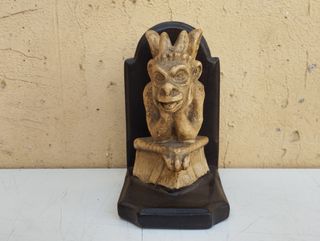 Coppia fermalibri terra di Signa demoni Gargoyles