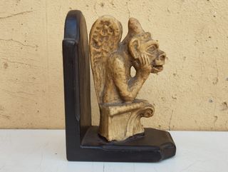 Coppia fermalibri terra di Signa demoni Gargoyles