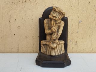 Coppia fermalibri terra di Signa demoni Gargoyles