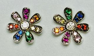 Pendientes margaritas multigemas plata de ley 925