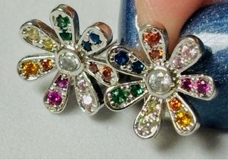 Pendientes margaritas multigemas plata de ley 925