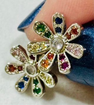 Pendientes margaritas multigemas plata de ley 925