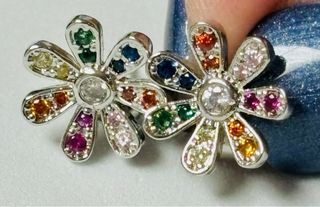 Pendientes margaritas multigemas plata de ley 925