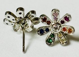 Pendientes margaritas multigemas plata de ley 925