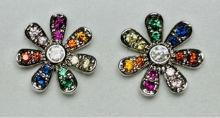 Pendientes margaritas multigemas plata de ley 925