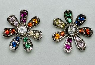 Pendientes margaritas multigemas plata de ley 925