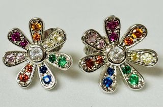 Pendientes margaritas multigemas plata de ley 925