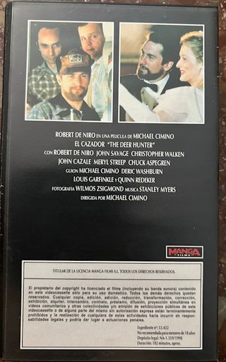 Cinta VHS "El Cazador" de Robert de Niro.