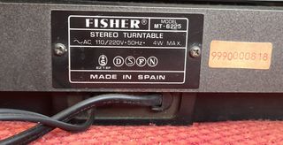 PLATO TOCADISCO FISHER MT 6225