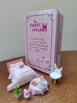 Miniatura Lata muñecas rosa niña casita maqueta