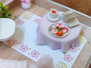 Miniatura Lata muñecas rosa niña casita maqueta