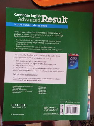 Libro NUEVO Advanced ingles Student book.