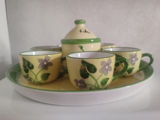 Set di vassoio, zuccheriera e 6 tazzine