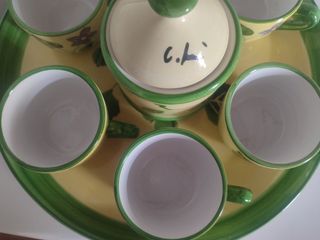 Set di vassoio, zuccheriera e 6 tazzine