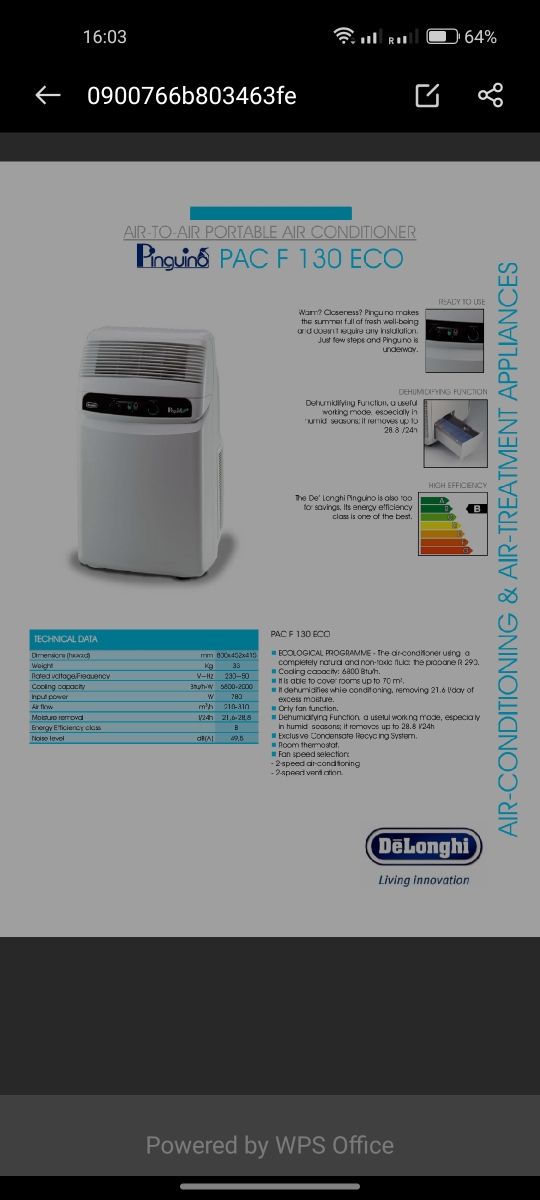 Condizionatore Pinguino Eco F130 DeLonghi