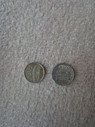 Monedas 5 y 10 pesetas