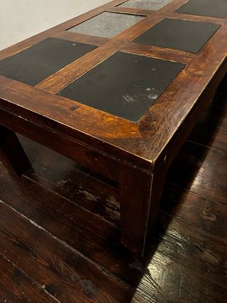 Mesa de centro en madera y piedra