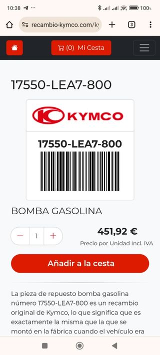 Bomba gasolina Kymco superdink E4/e5