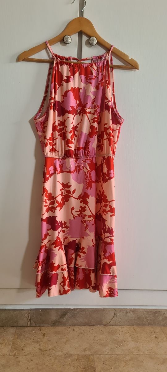 Vestido de verano coral y rosa. M