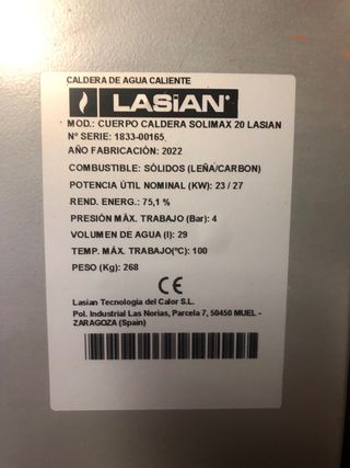 Caldera calefaccion de carbon marca Lasian