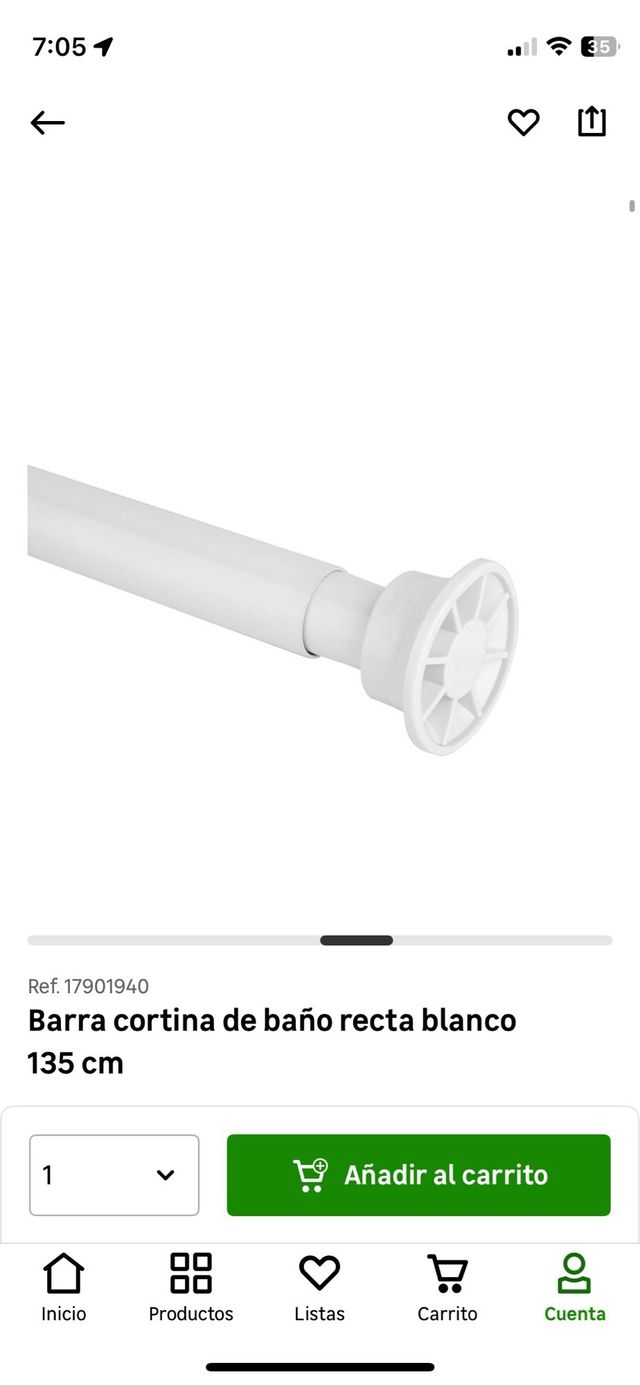 Barra de duchs extensible blanca